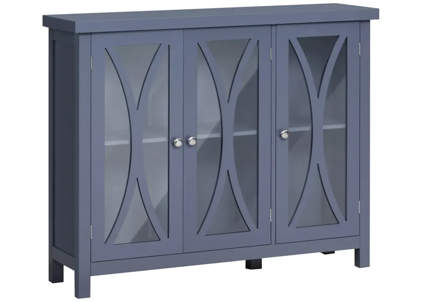 Grey Kitchen Cabinet: Modern Buffet with Glass Doors for Storage