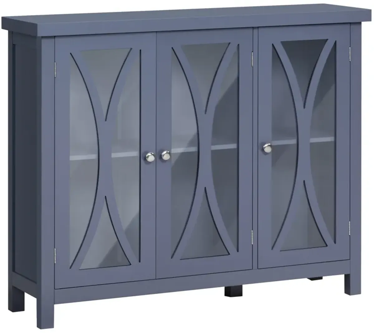 Grey Kitchen Cabinet: Modern Buffet with Glass Doors for Storage