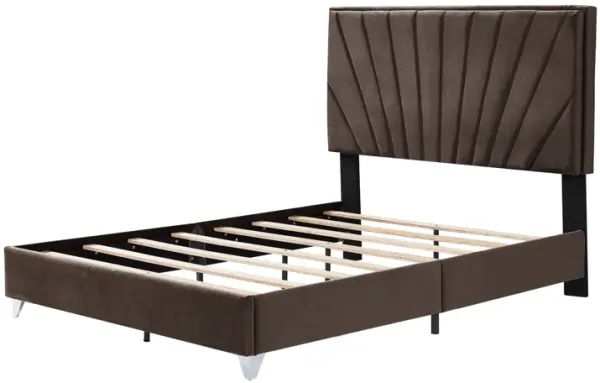 Streamdale Queen Line Stripe Cushion Headboard with Wooden Slats