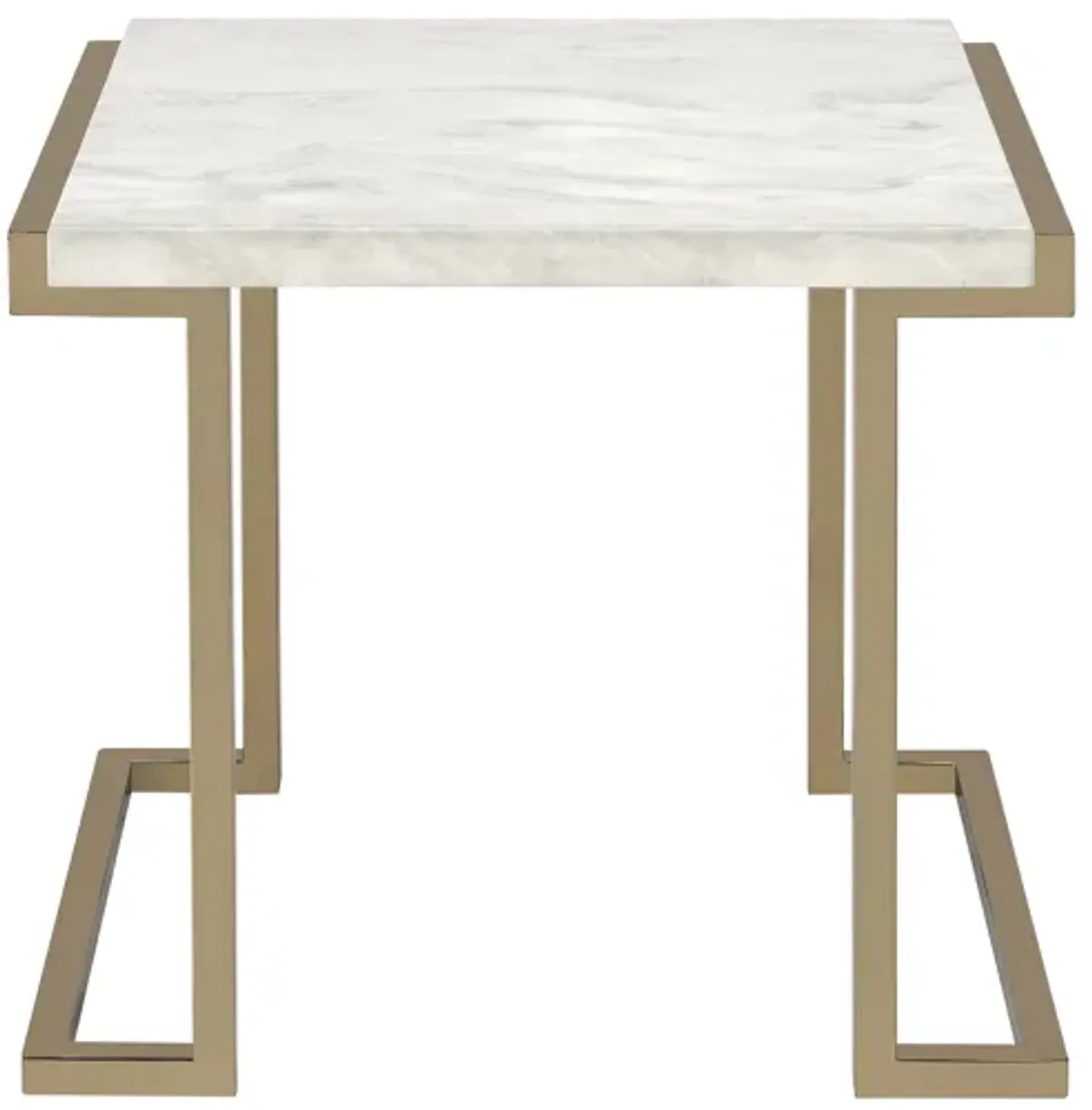 ACME Boice II End Table, Faux Marble & Champagne