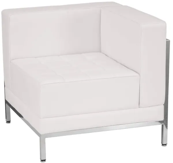 Flash Furniture HERCULES Imagination Series Contemporary White LeatherSoft Right Corner Chair with Encasing Frame