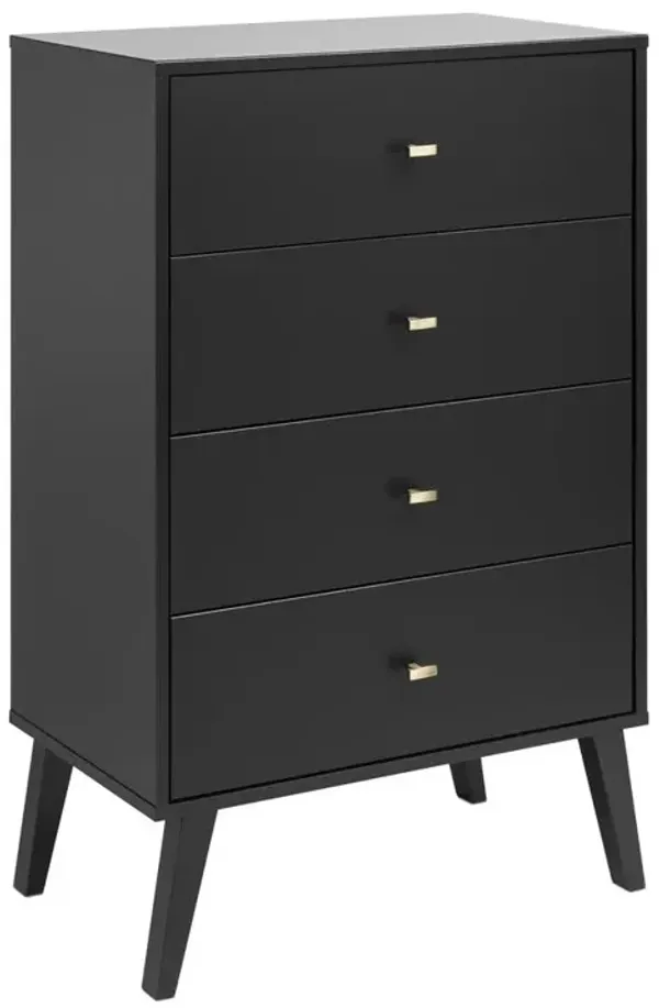 Prepac Milo Mid Century Modern  4-drawer Chest, Black