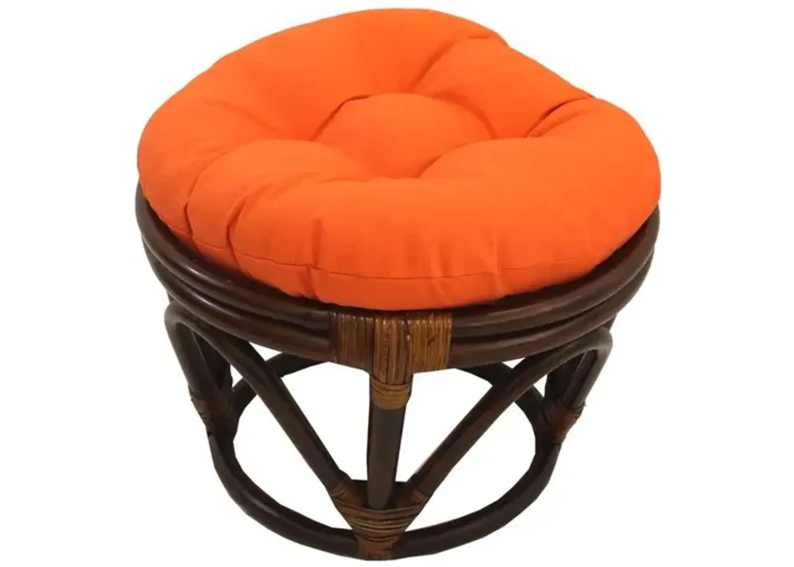 International Caravan Rattan Footstool with Twill Cushion