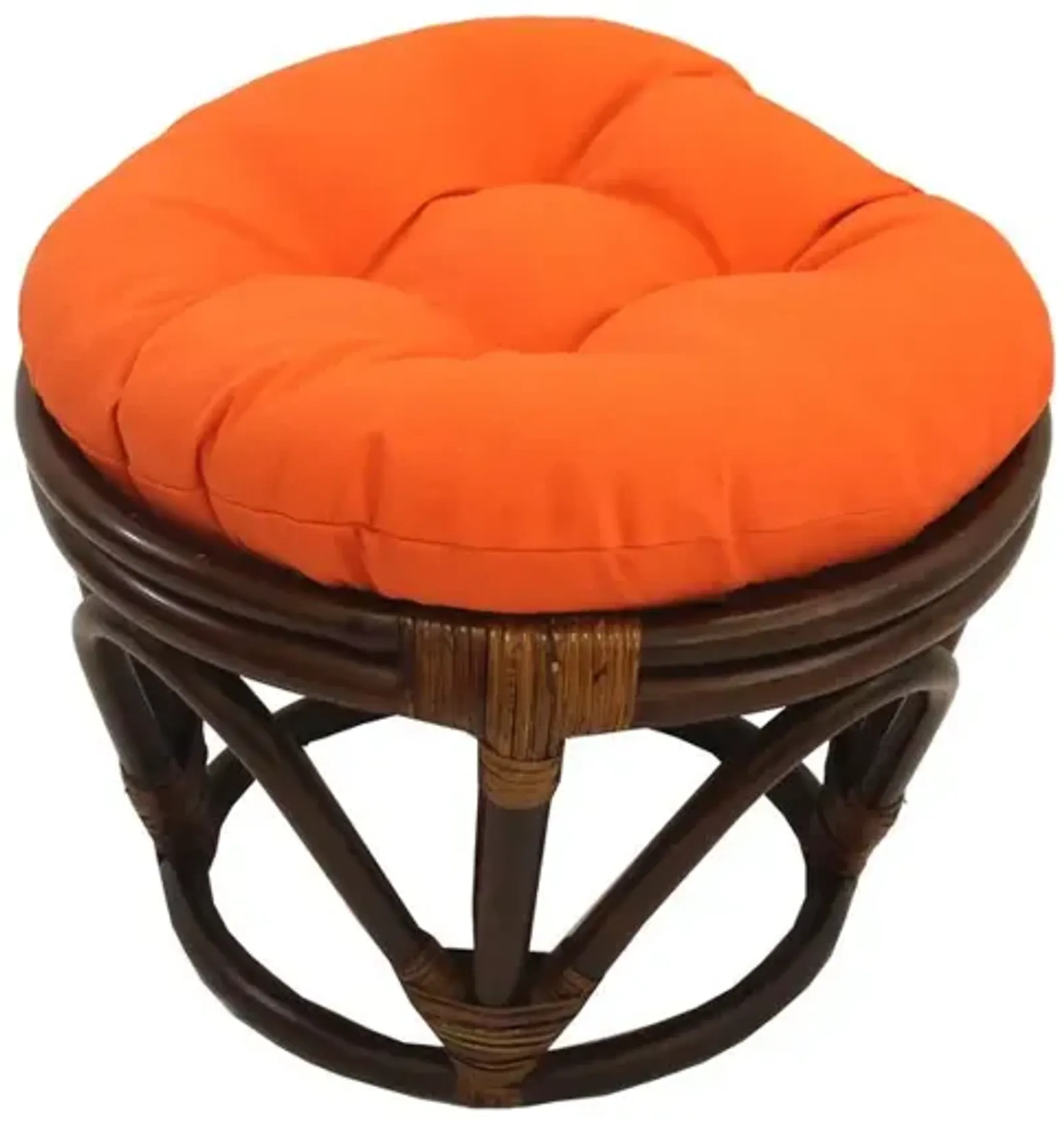 International Caravan Rattan Footstool with Twill Cushion