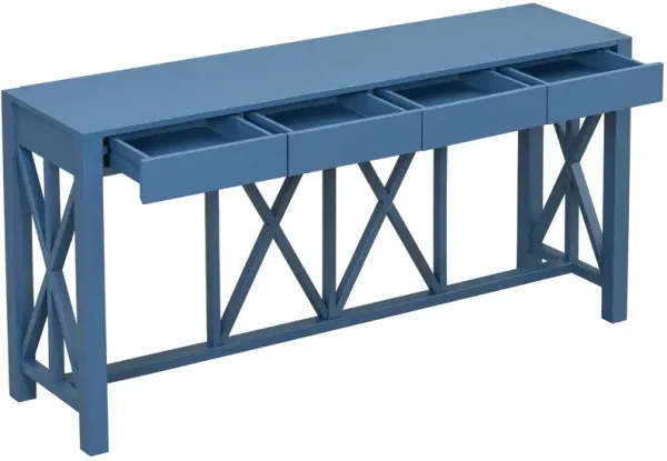 Merax Farmhouse Console Table  Acacia Veneer Entryway Table with 4 Drawers & Crisscross Design