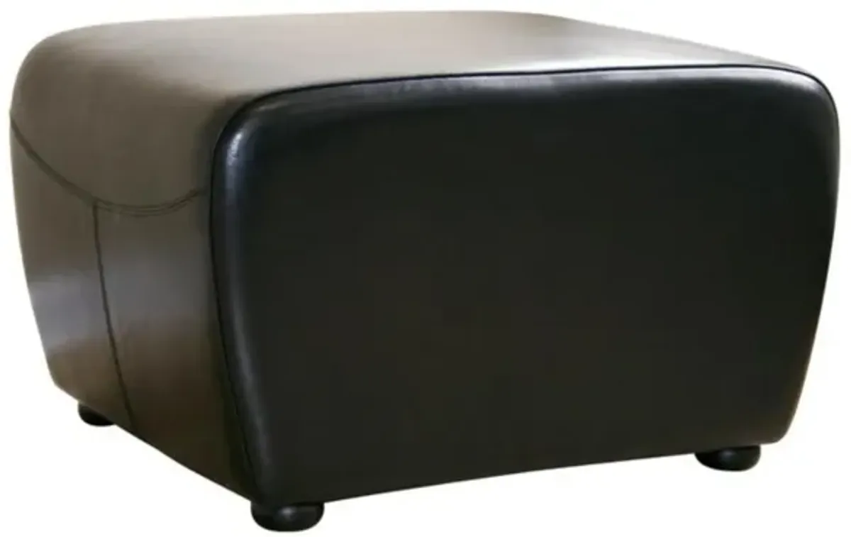 Baxton Studio Black Faux Leather Ottoman with Rounded Sides