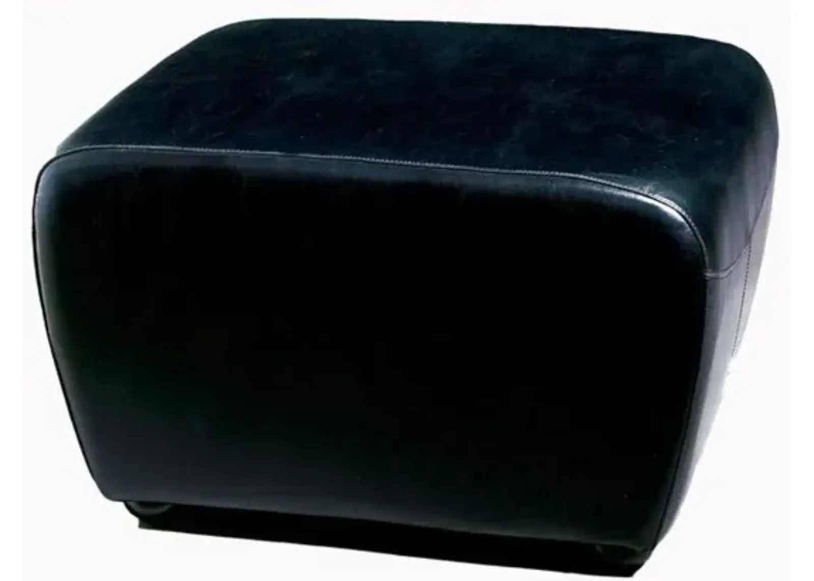 Baxton Studio Black Faux Leather Ottoman with Rounded Sides