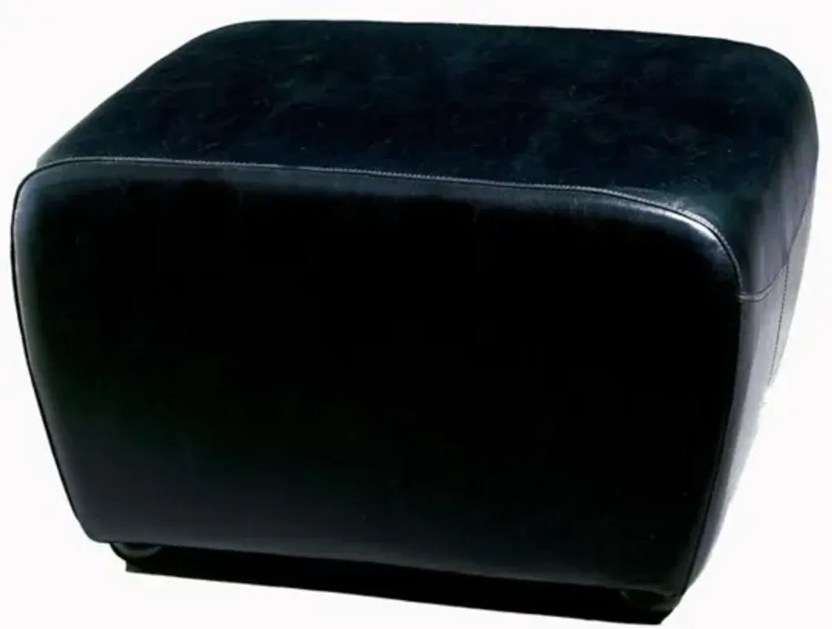 Baxton Studio Black Faux Leather Ottoman with Rounded Sides