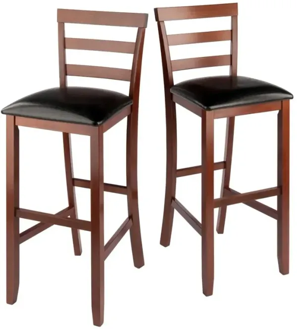 Simone Cushion Ladder-back Seat Bar Stools, 2-Pc Set, Black & Walnut