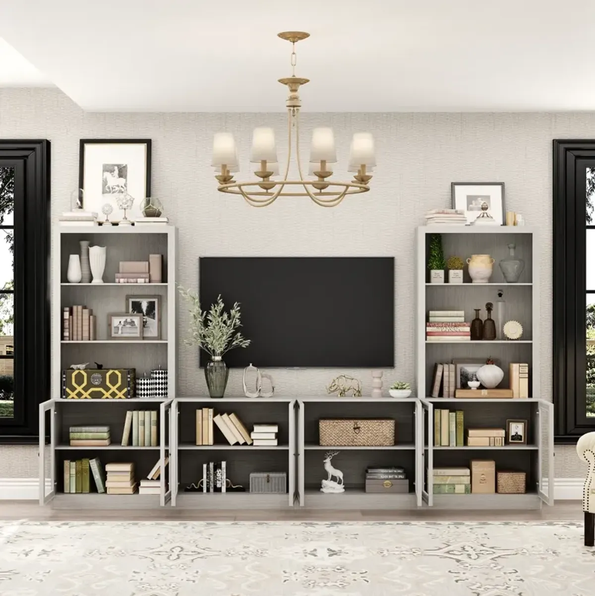 FUFU&GAGA Modern/Contemporary Gray Tv Cabinet (Accommodates TVs up to 56-in)