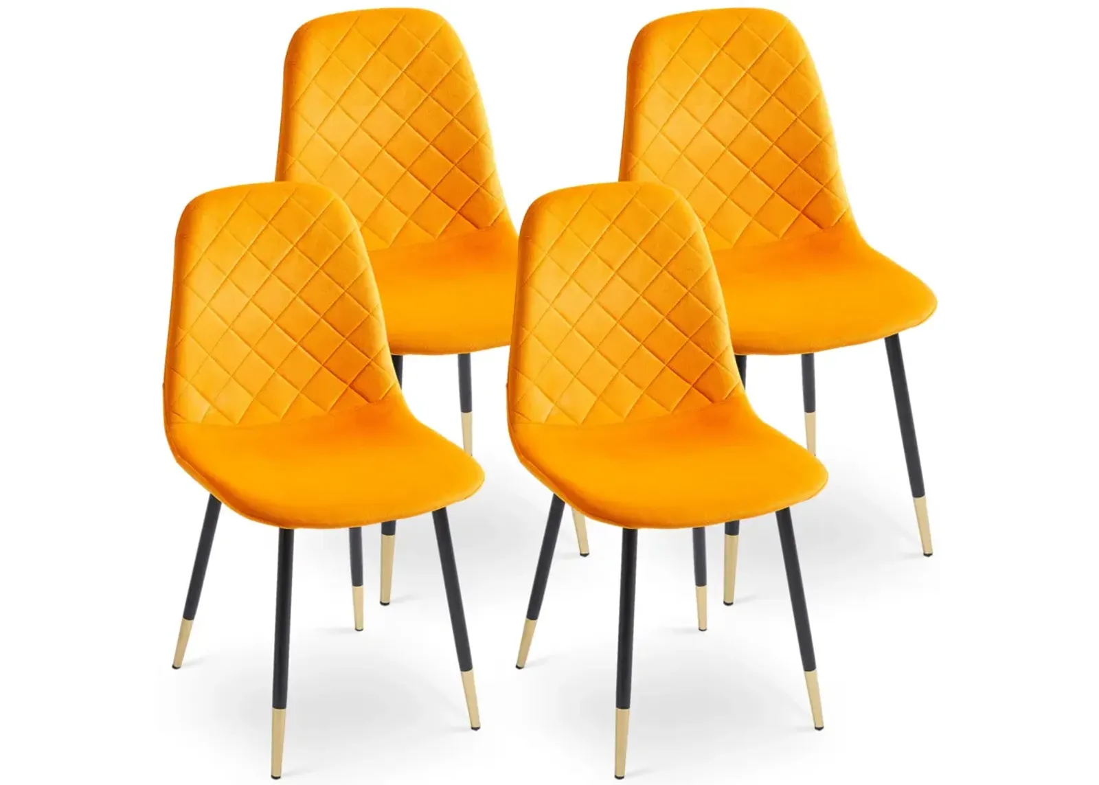 Golden-legged Orange Velvet Accent Chairs, Set of 2