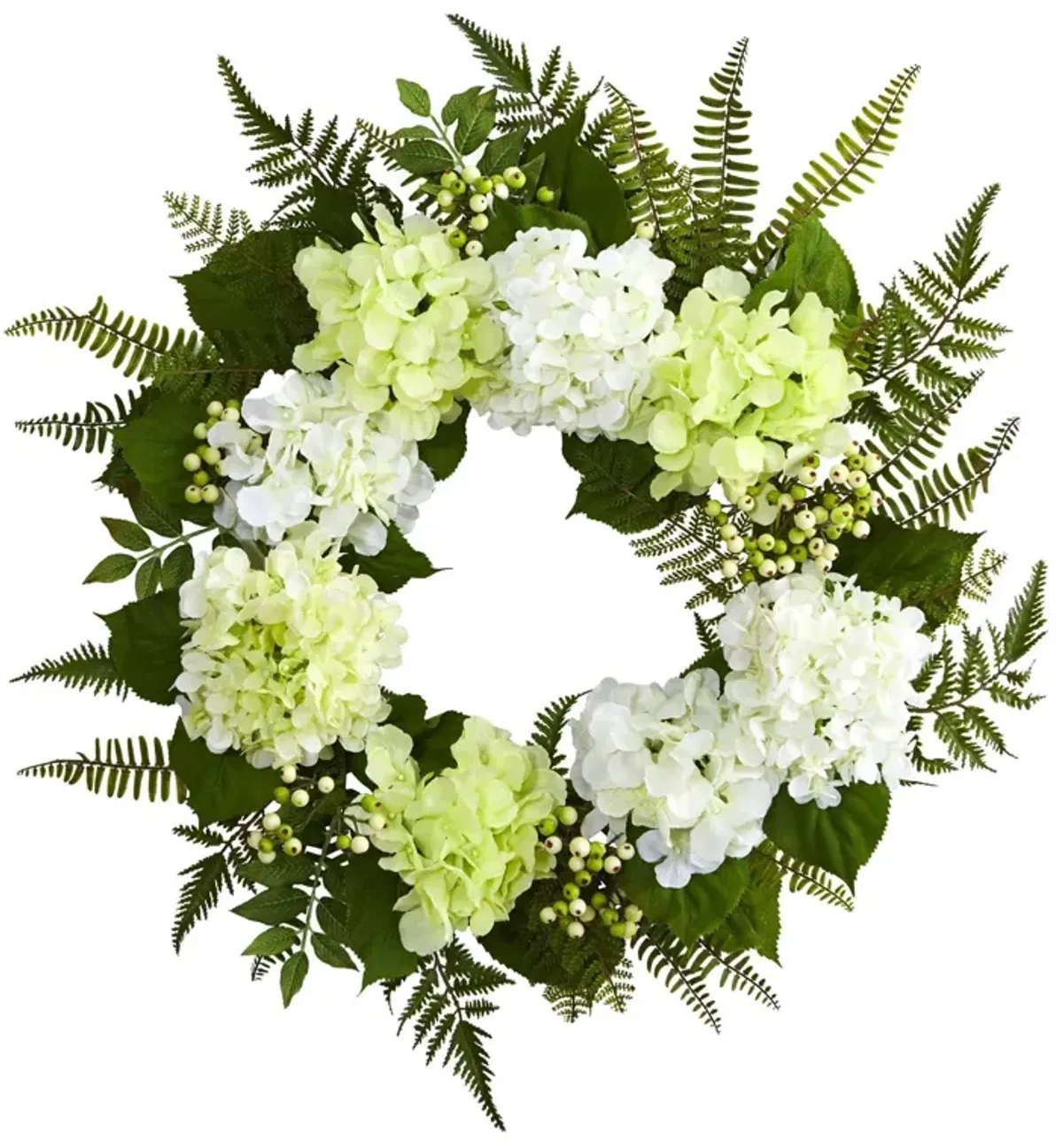 Nearly Natural 24-in Hydrangea Berry Wreath
