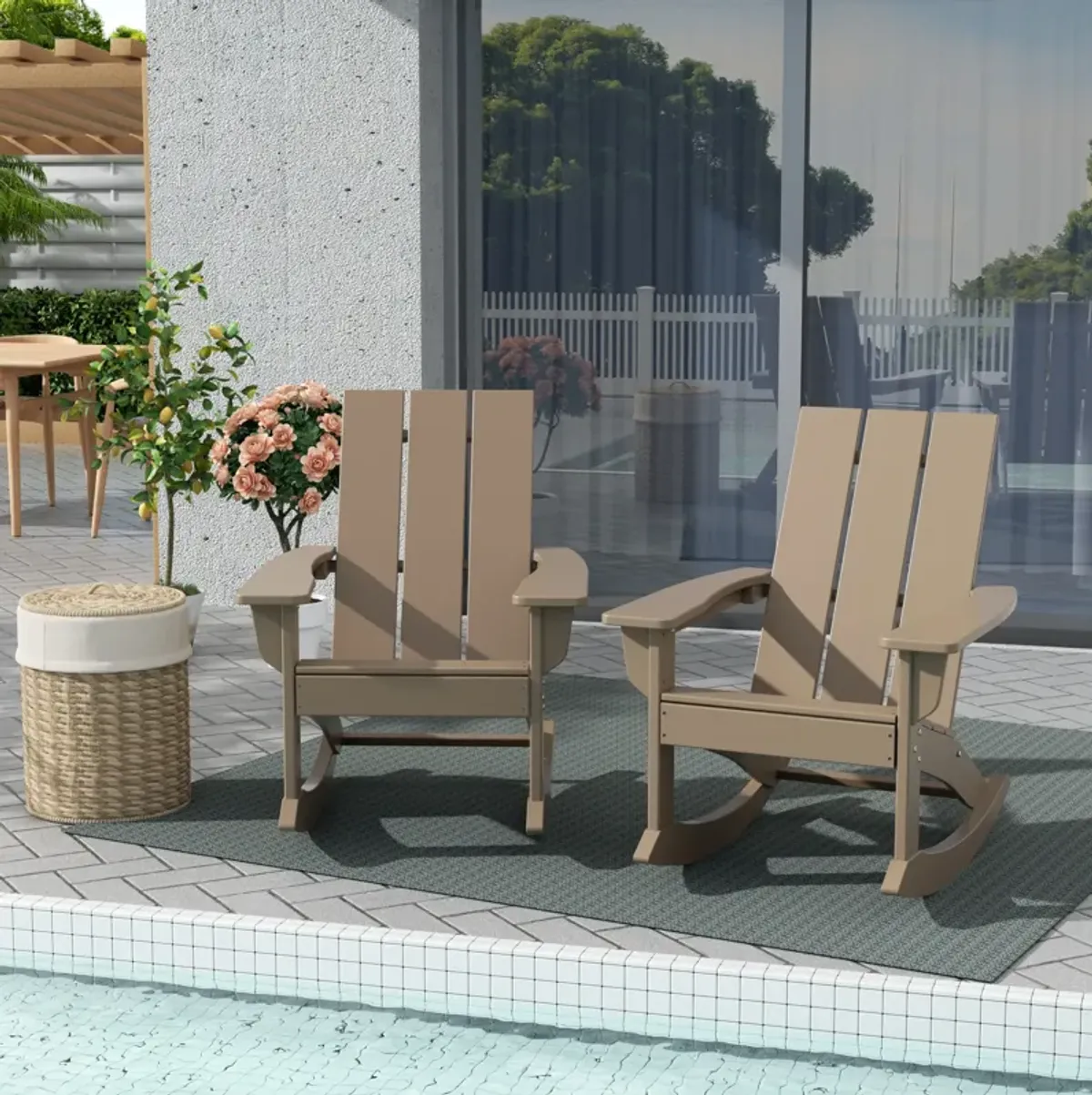 WestinTrends Modern Adirondack Outdoor Rocking Chair (Set of 2)