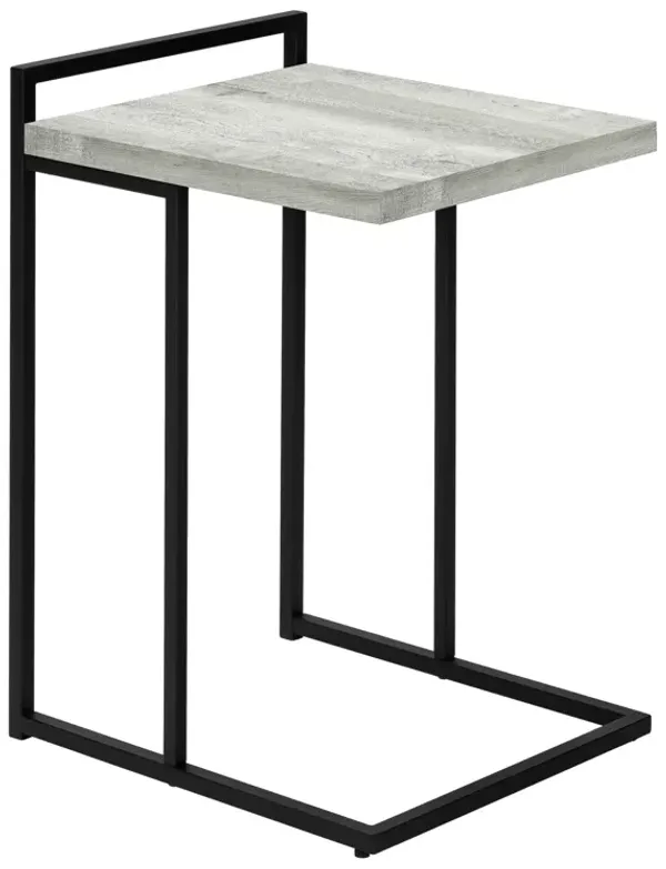 Monarch Specialties I 3631 Accent Table, C-shaped, End, Side, Snack, Living Room, Bedroom, Metal, Laminate, Grey, Black, Contemporary, Modern