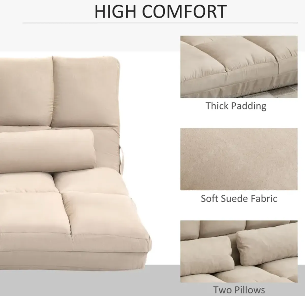 Merax Folding Sofa Couch with 2 Pillows