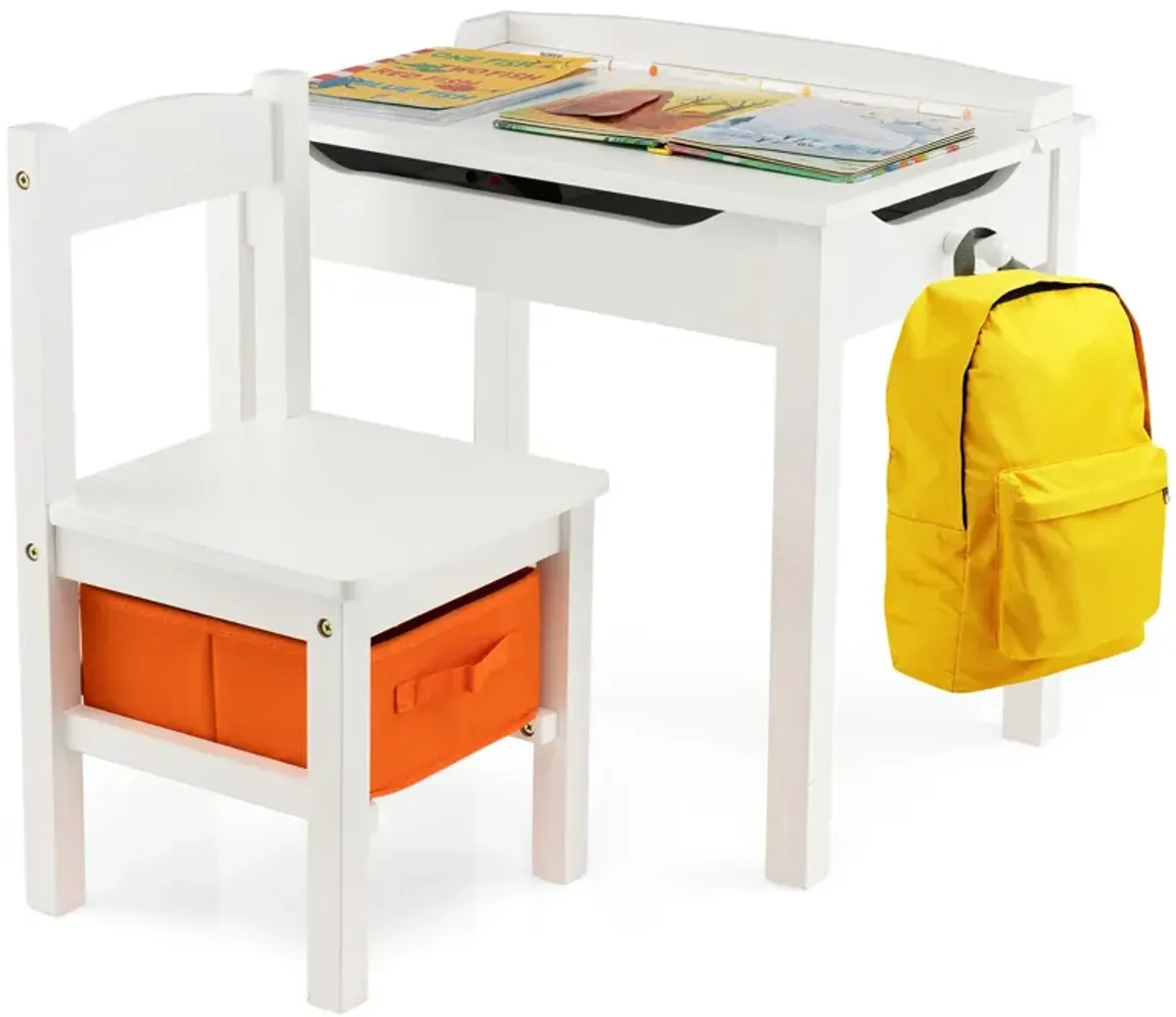 Kids Table and Chair Set with Storage Space for Play and Organization