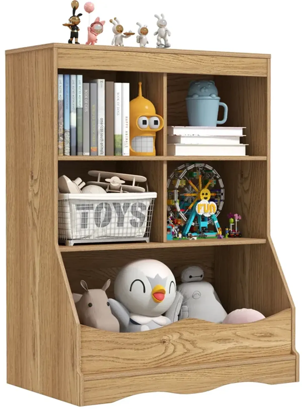 3-Tier Children's Multi-Functional Bookcase Toy Storage Bin Floor Cabinet