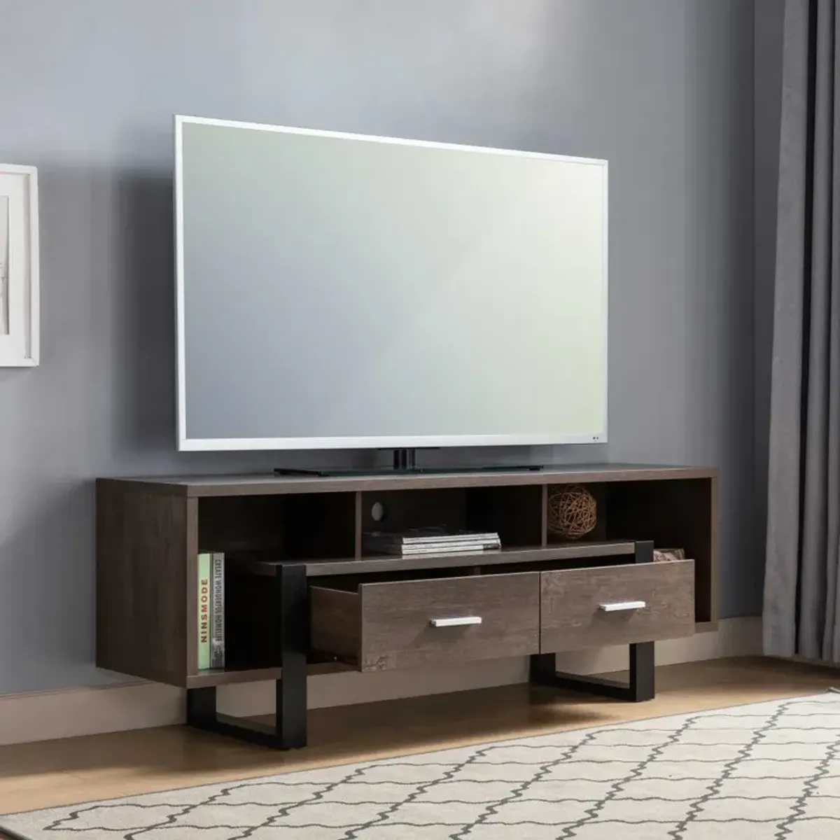 TV Stand Walnut Oak Black