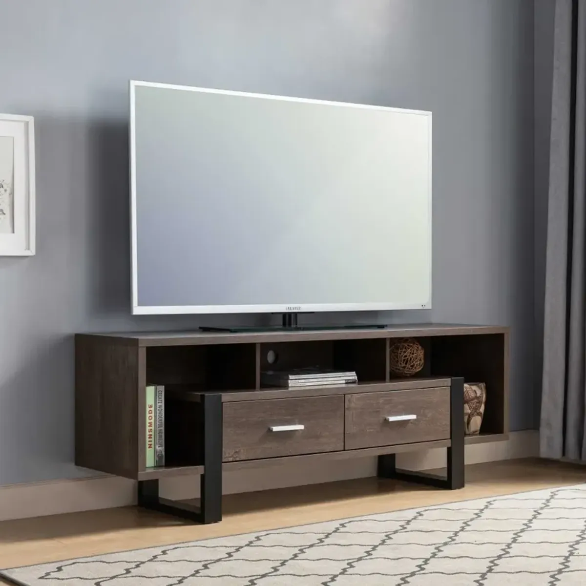 TV Stand Walnut Oak Black