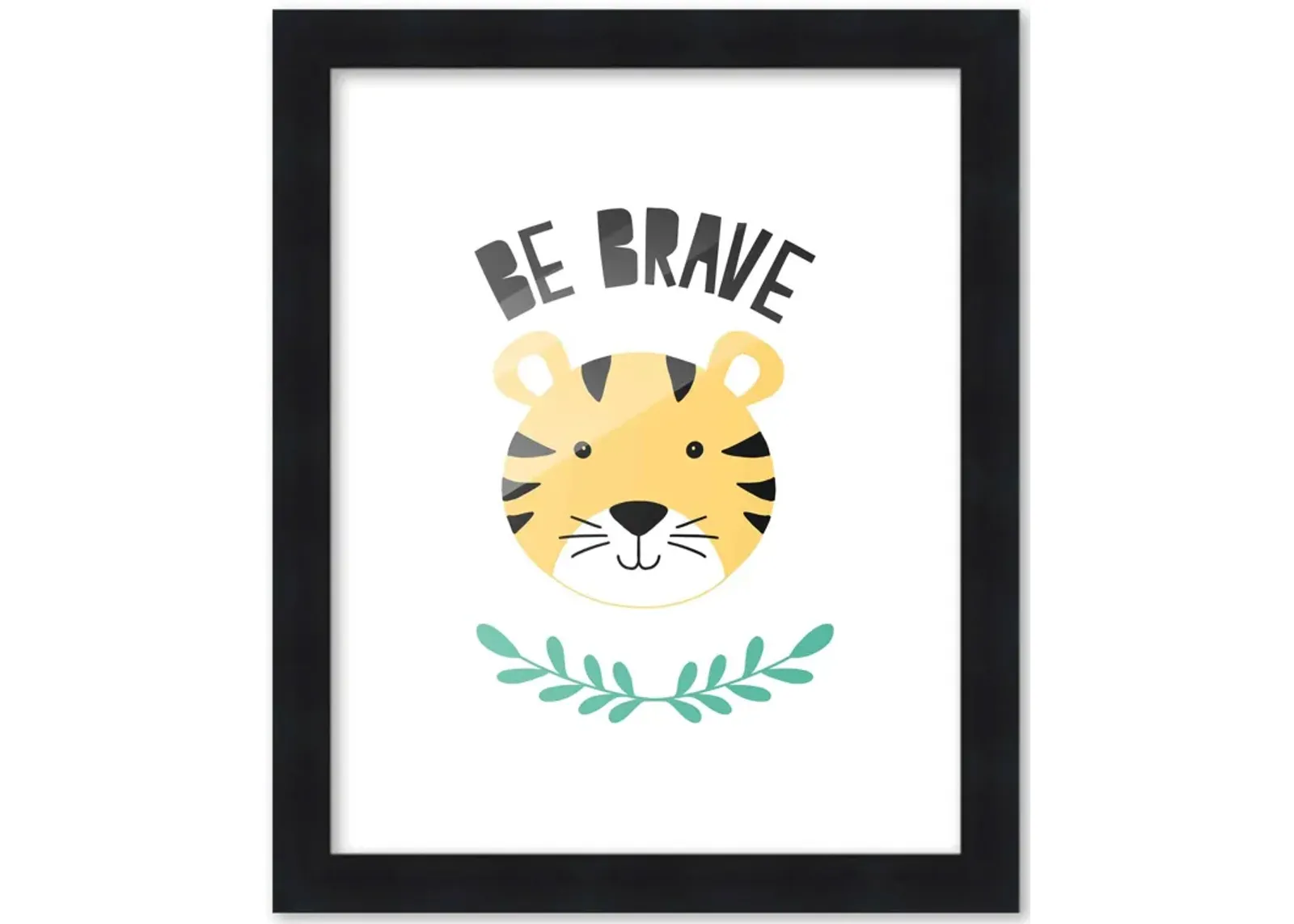 8x10 Framed Nursery Wall Art Be Brave Poster In Black Wood Frame For Kid Bedroom or Playroom