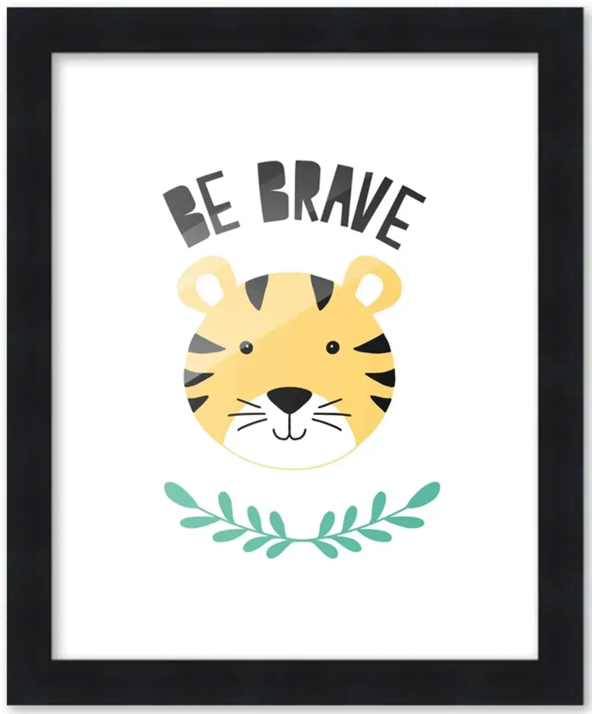 8x10 Framed Nursery Wall Art Be Brave Poster In Black Wood Frame For Kid Bedroom or Playroom