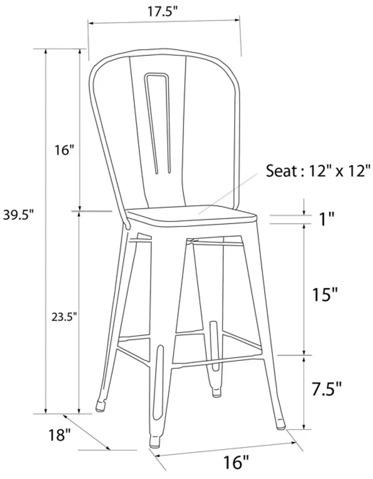 Atwater Living 24" Lainey Metal Counter Stool with Wood Seat, Set of 2, Steel Gray