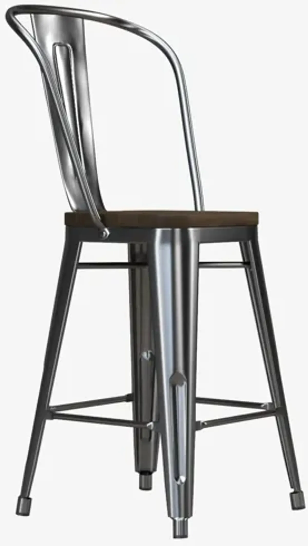 Atwater Living 24" Lainey Metal Counter Stool with Wood Seat, Set of 2, Steel Gray