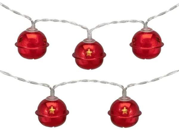 10-Count LED Red Christmas Bells Fairy Lights  5.5ft  Copper Wire