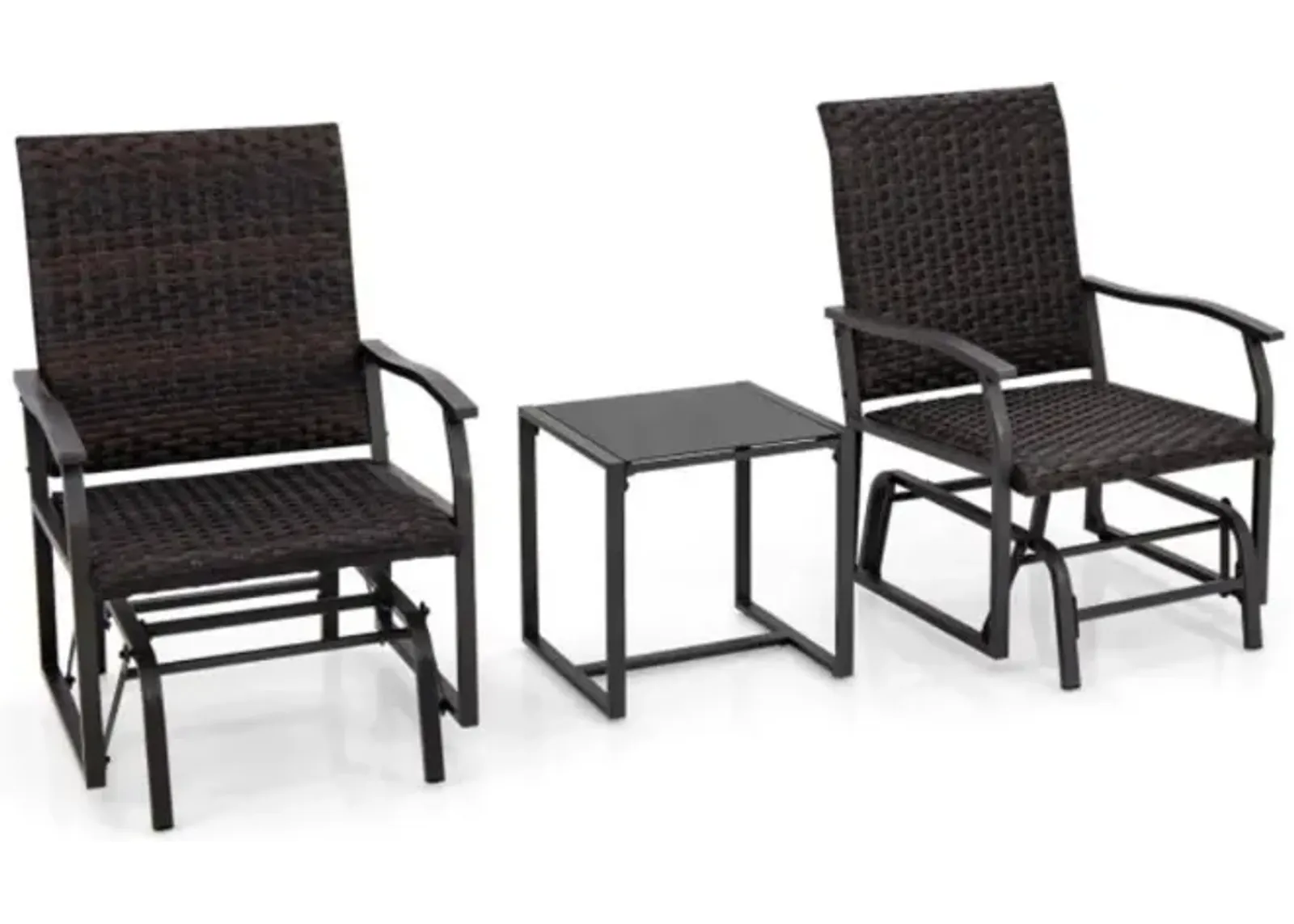 Hivvago 3 Piece Patio Gliding Set with Tempered Glass Coffee Table All Weather