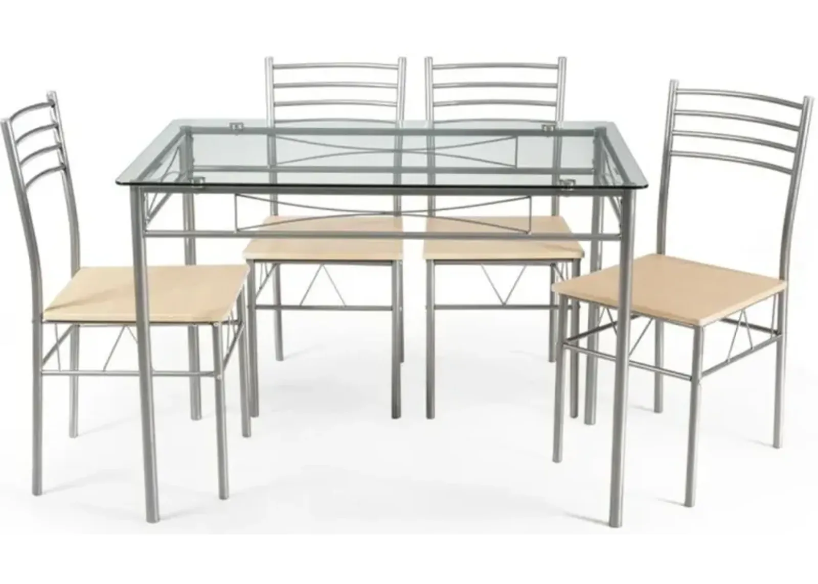 Hivvago 5 Pieces Dining Set Glass Table and 4 Chairs