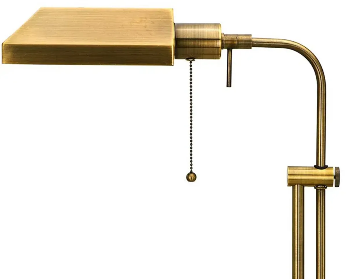 Metal Rectangular Desk Lamp with Adjustable Pole, Gold-Benzara