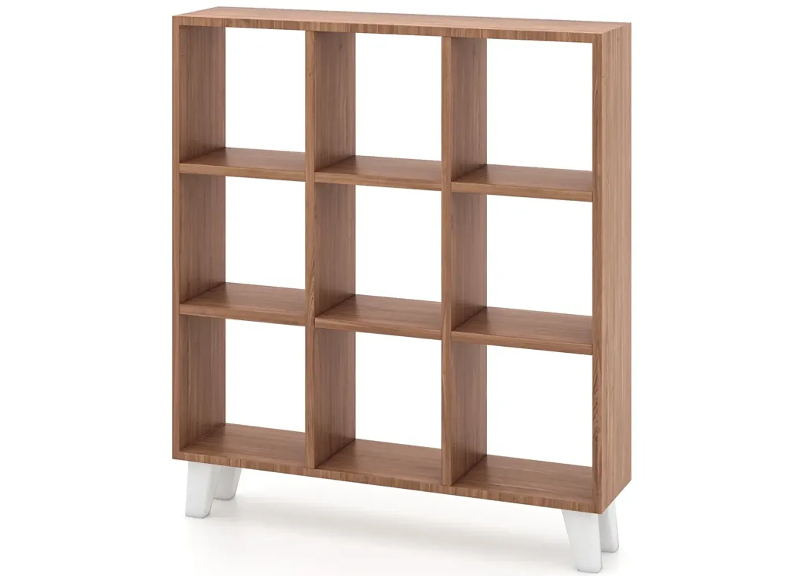 9-Cube Bookcase with 6 Removable Shelves and Raised Support Feet