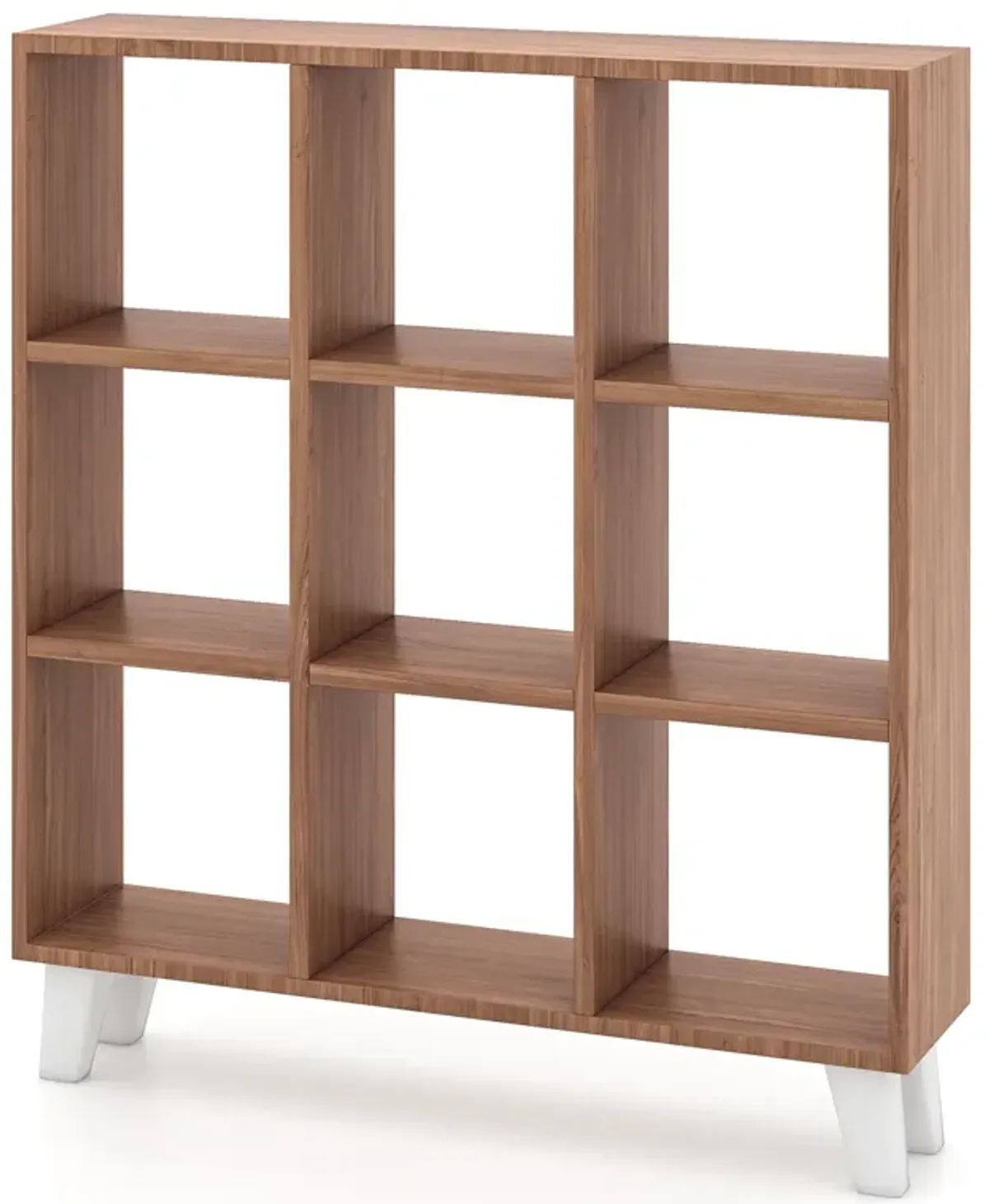 9-Cube Bookcase with 6 Removable Shelves and Raised Support Feet