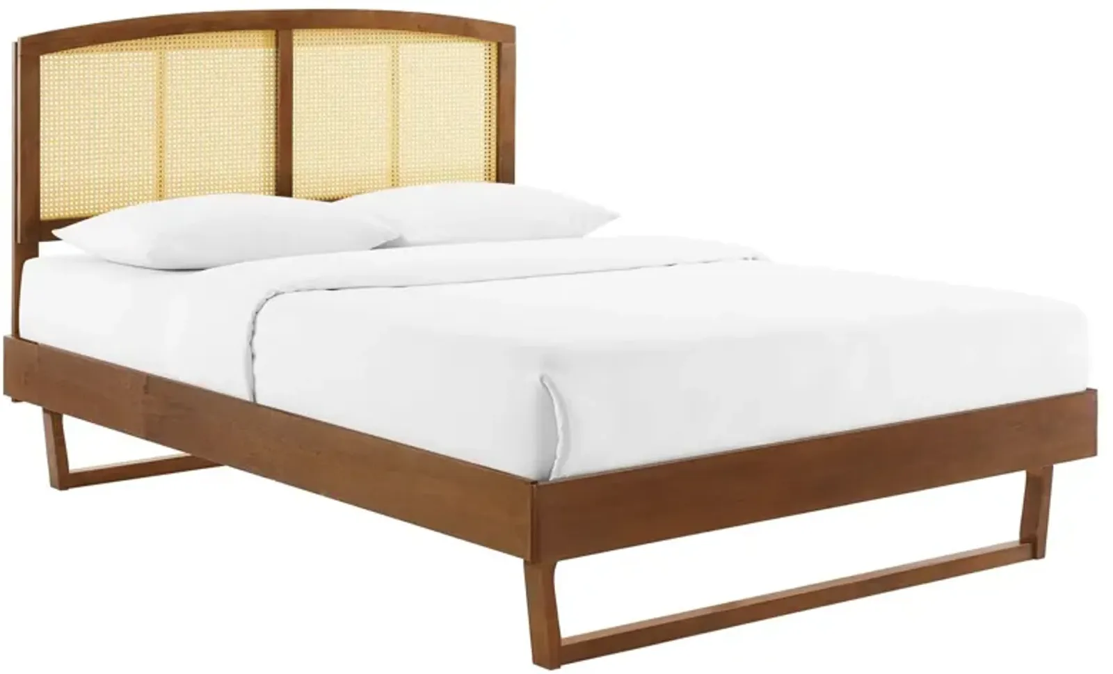 Modway - Sierra Cane and Wood Queen Platform Bed with Angular Legs