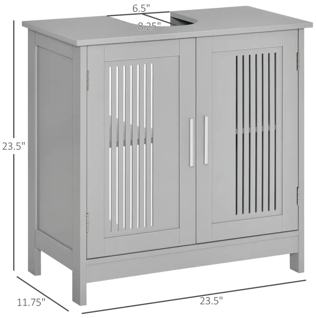 Bathroom Under Sink Cabinet Vanity Unit w/ Adjustable Storage Shelves, Grey