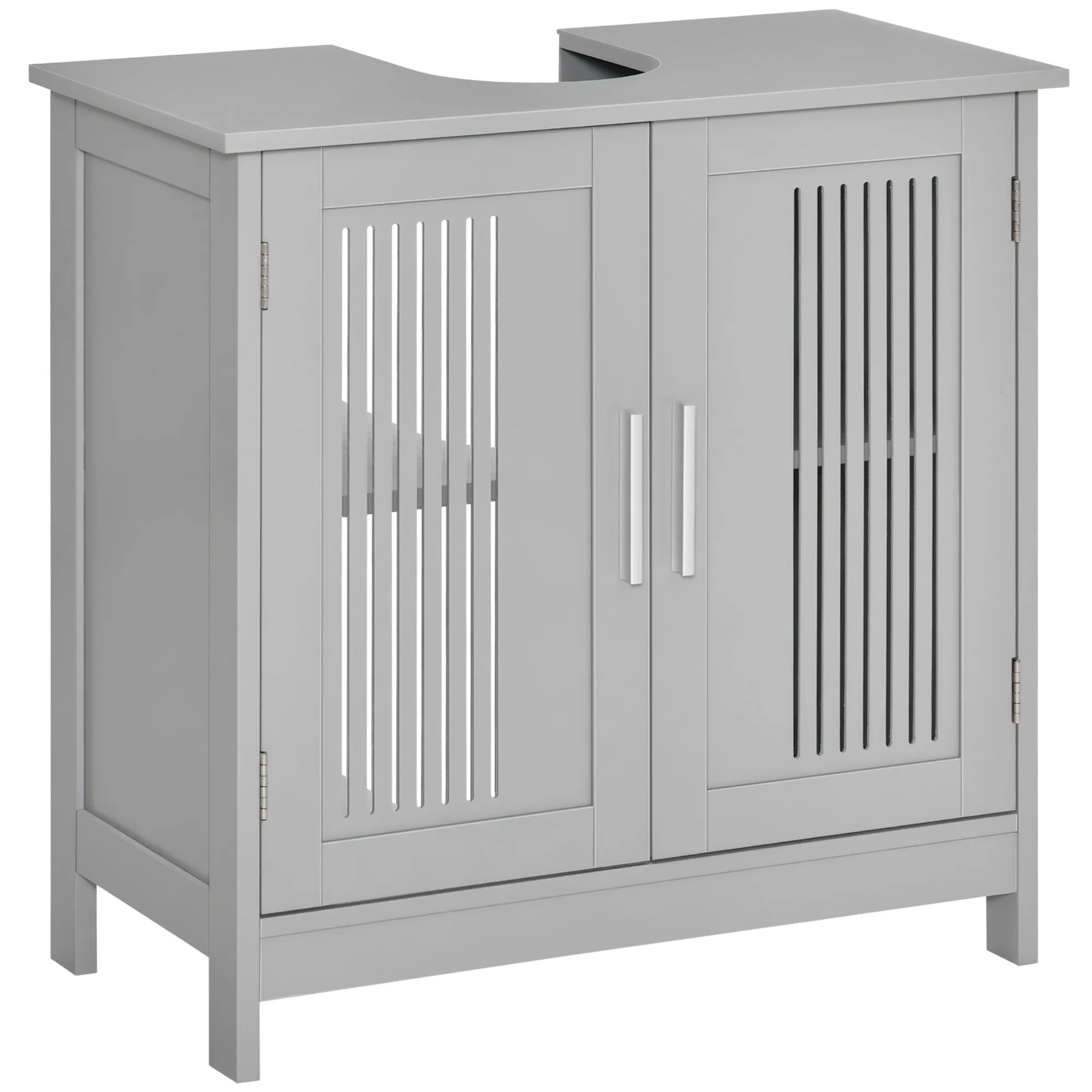 Bathroom Under Sink Cabinet Vanity Unit w/ Adjustable Storage Shelves, Grey