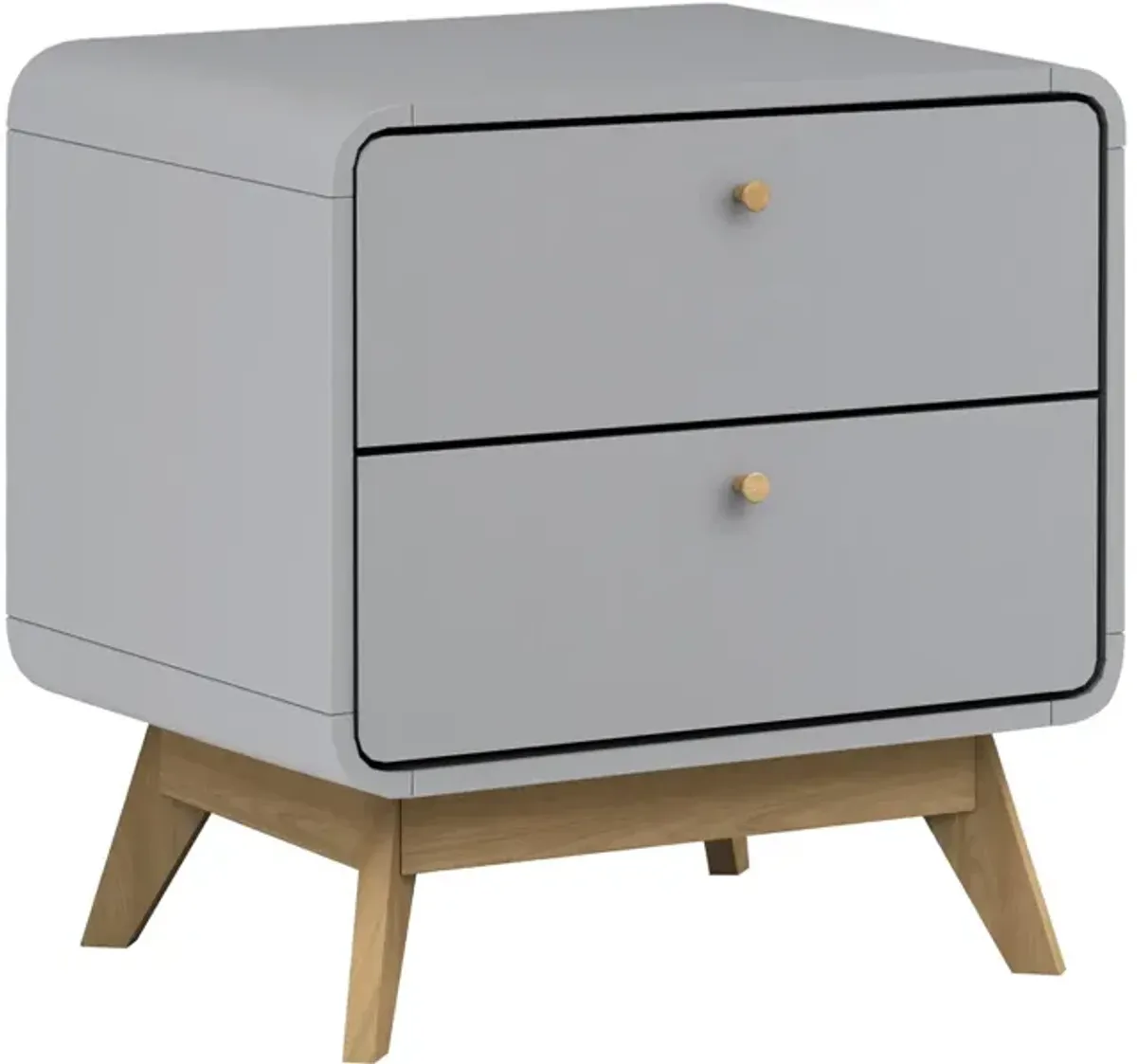 Ren Home Leva Scandinavian 2 Drawer Curved Nightstand