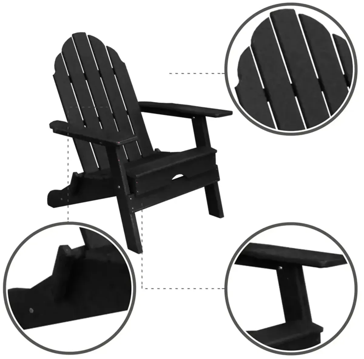 ResinTEAK Folding Adirondack Chair For Fire Pits, Patio, Porch, and Deck, New Tradition Collection