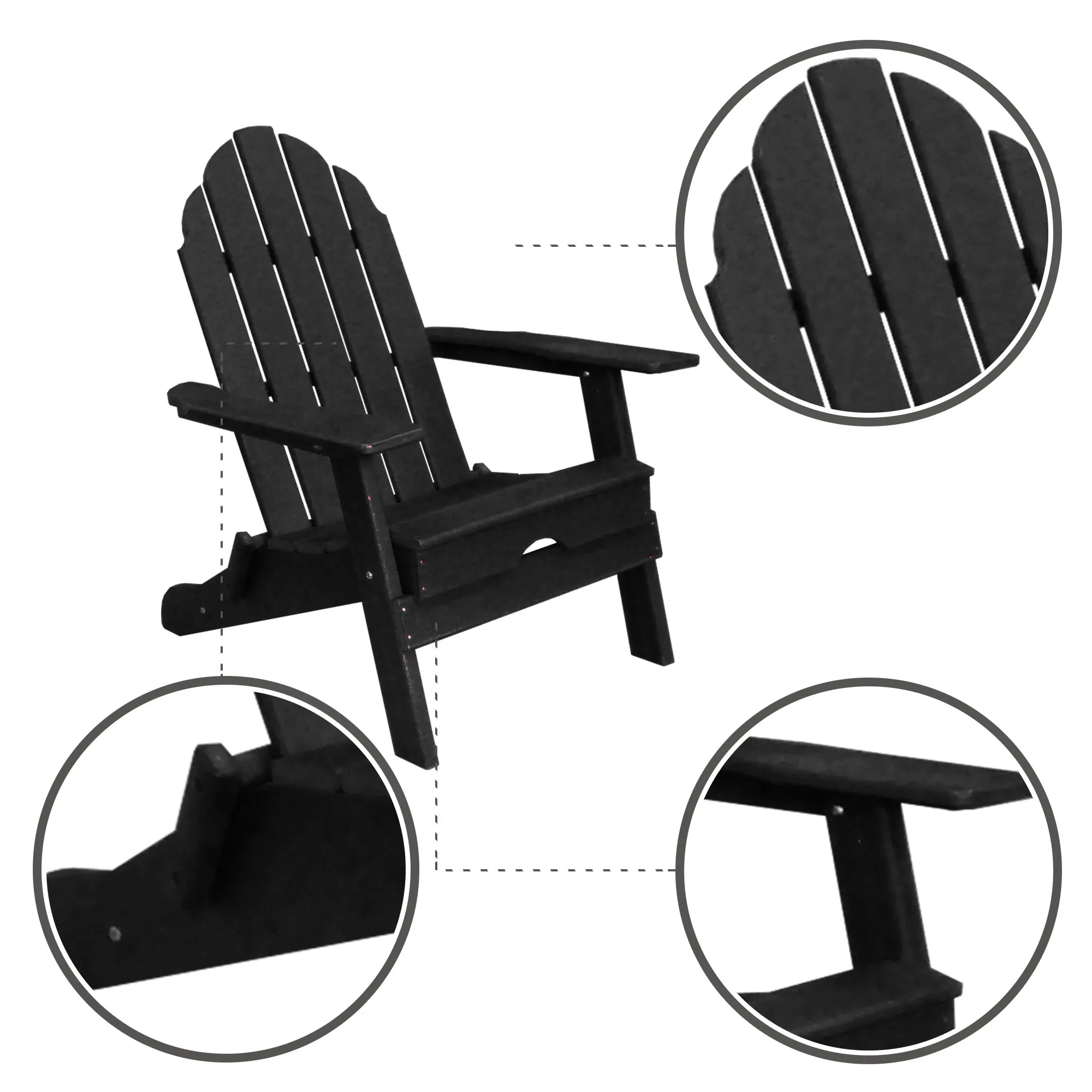 ResinTEAK Folding Adirondack Chair For Fire Pits, Patio, Porch, and Deck, New Tradition Collection