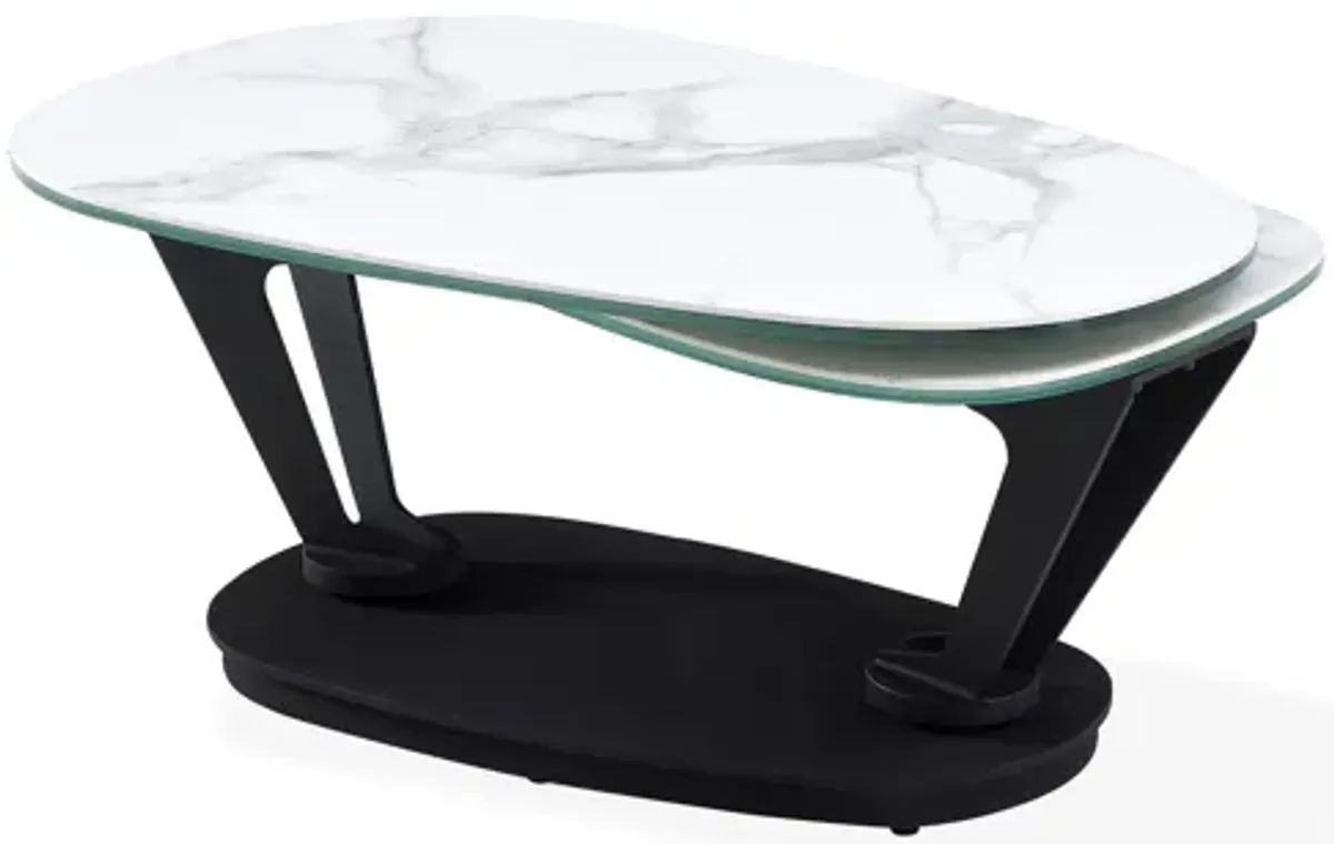 Motion coffee table with ceramic top