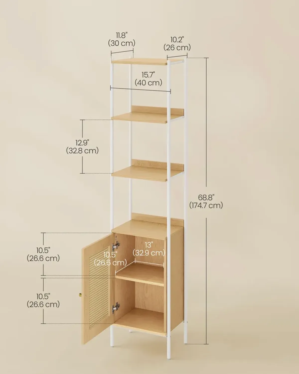 Bookcase with Rattan-Like Doors for Stylish Storage and Decorative Charm