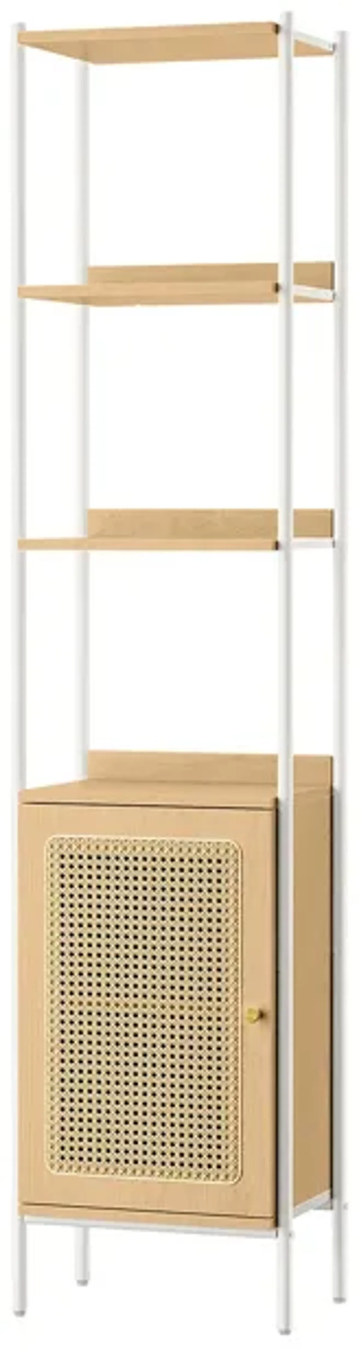 Bookcase with Rattan-Like Doors for Stylish Storage and Decorative Charm