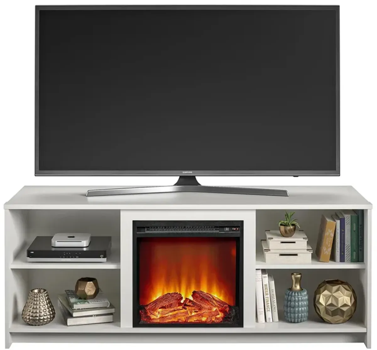 Ameriwood Home Courtland Electric Fireplace Space Heater TV Stand for TVs up to 65"