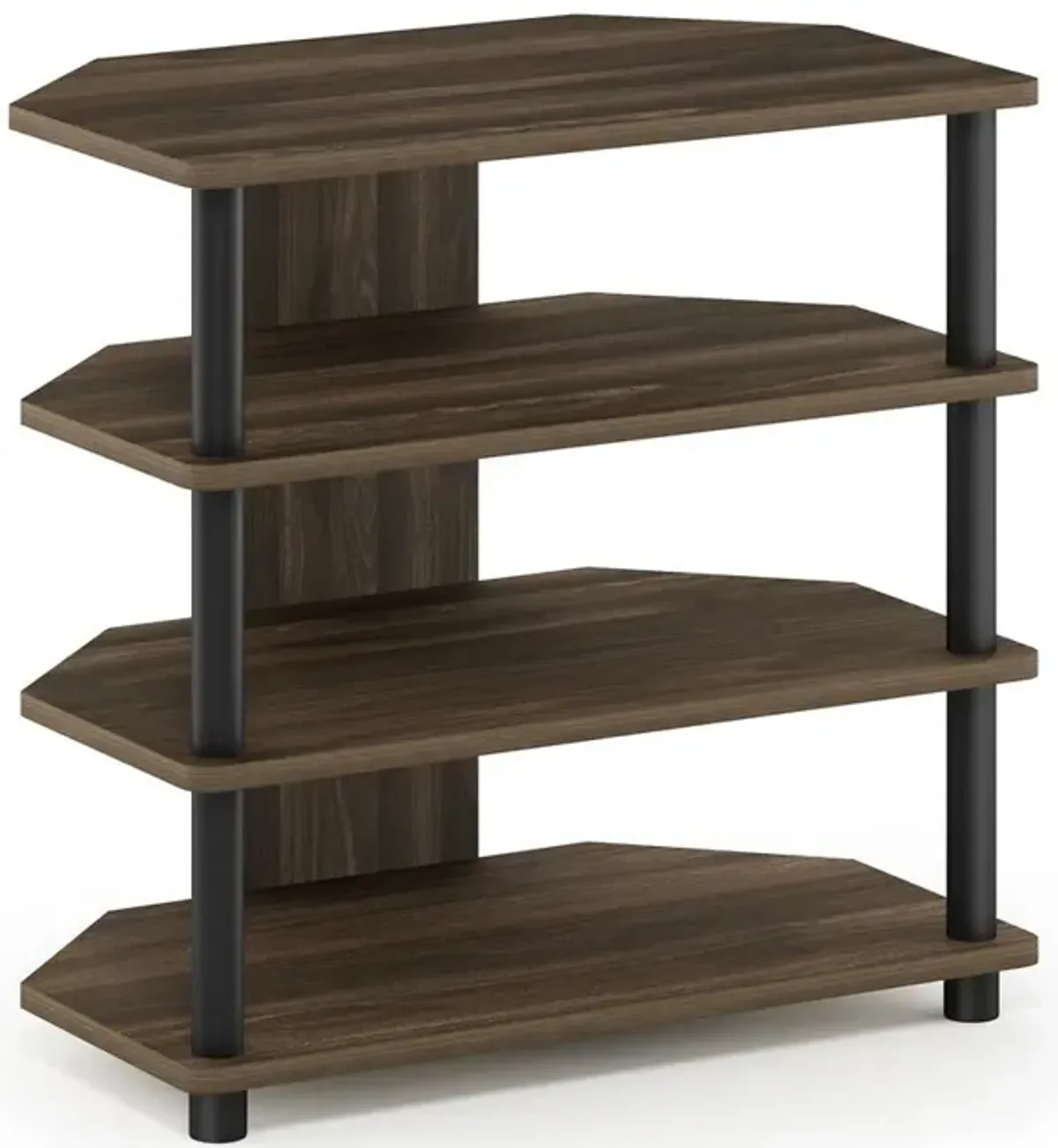 Furinno Turn-N-Tube Easy Assembly 4-Tier Petite TV Stand, Columbia Walnut/Black