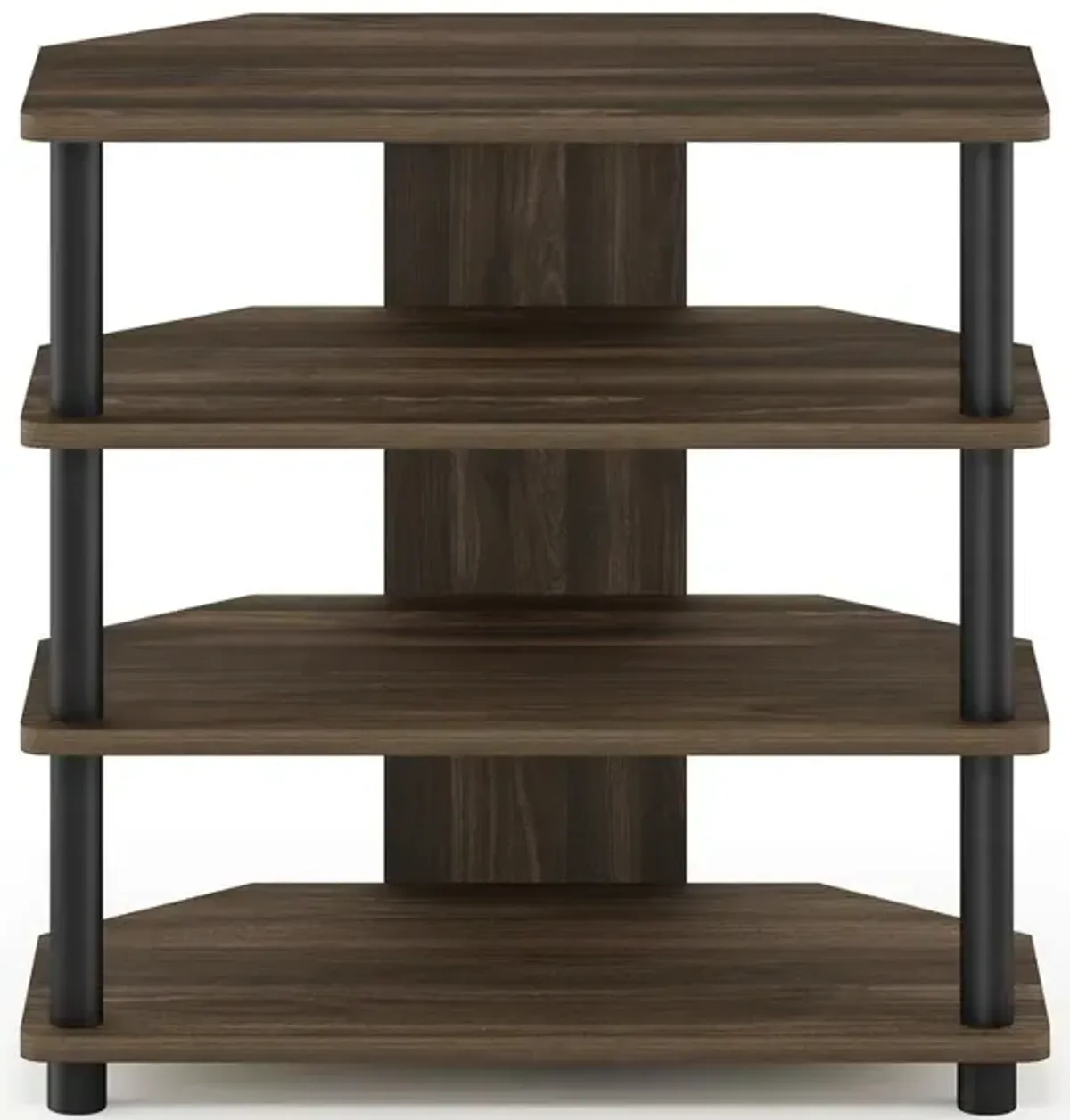 Furinno Turn-N-Tube Easy Assembly 4-Tier Petite TV Stand, Columbia Walnut/Black