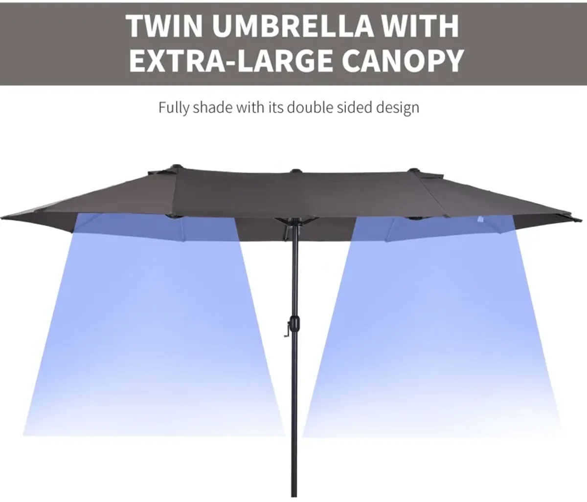 Gray Sun Umbrella: 15ft Double-Sided Patio Umbrella with Crank