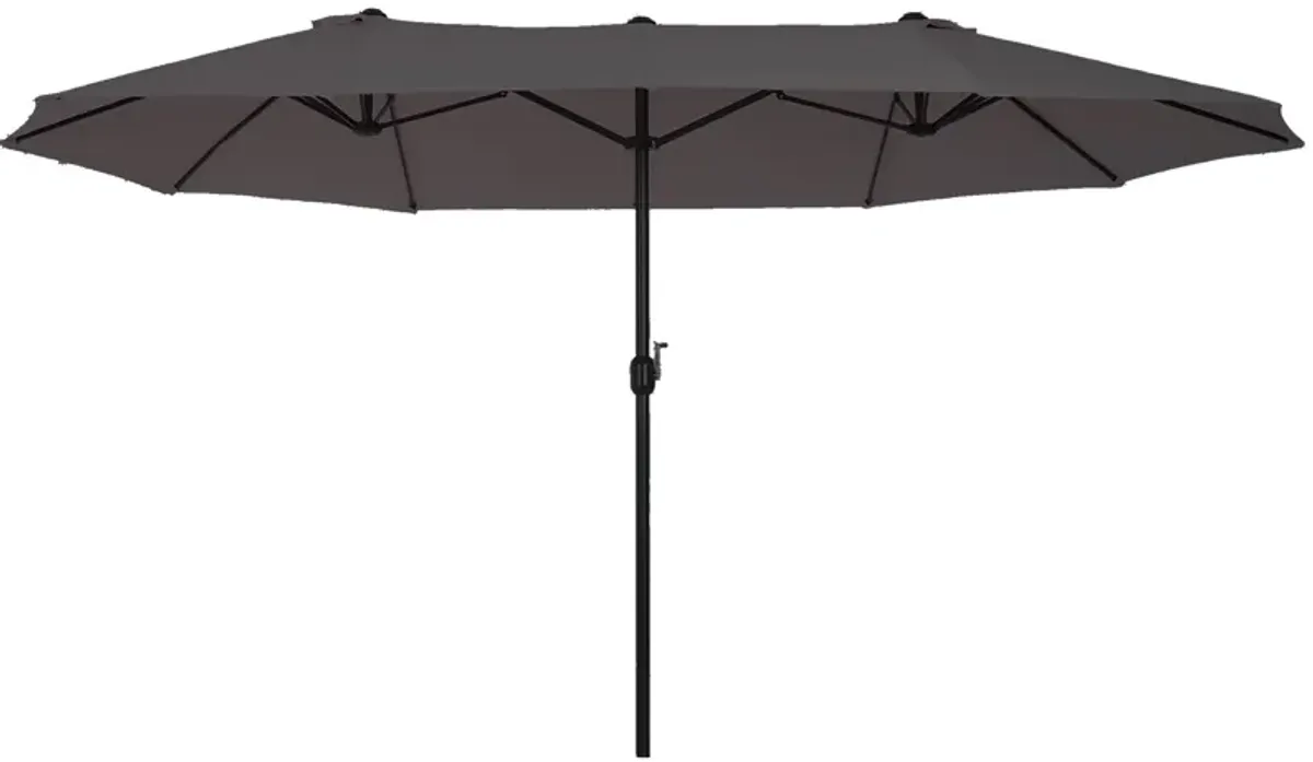 Gray Sun Umbrella: 15ft Double-Sided Patio Umbrella with Crank