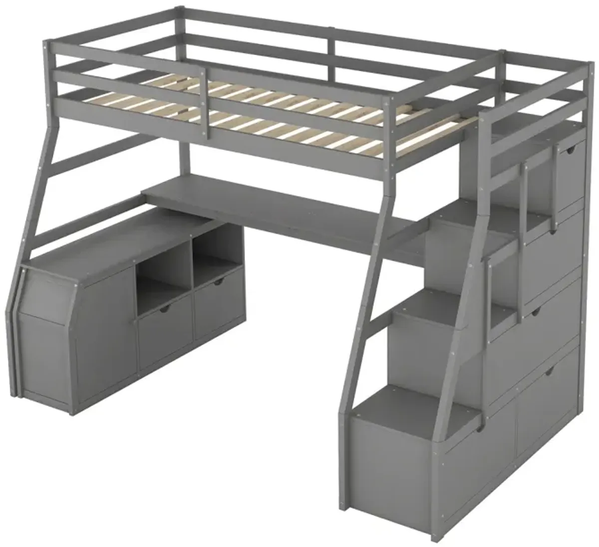 Twin Size Loft Bed With With 7 Drawers 2 Shelves And Desk