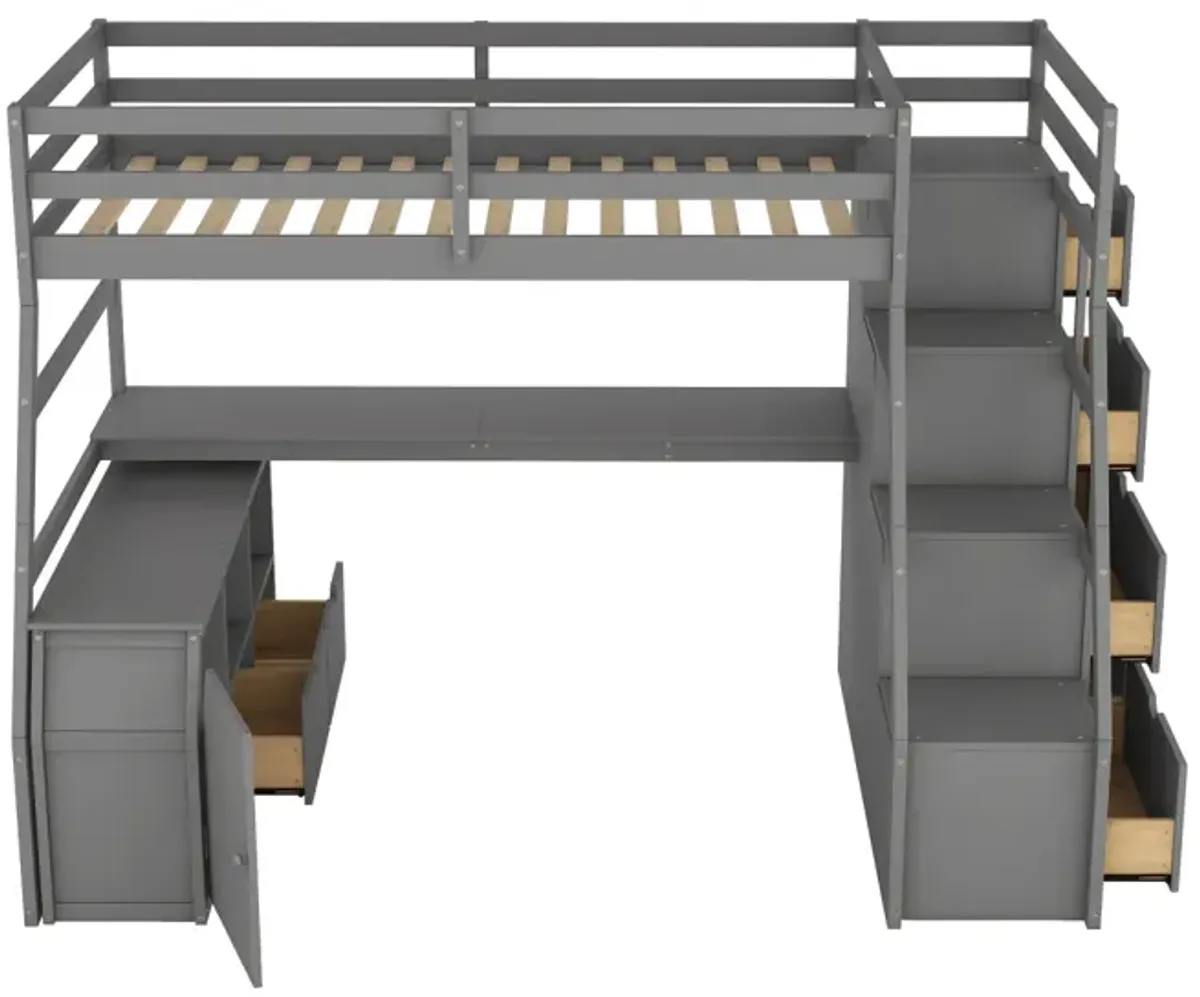 Twin Size Loft Bed With With 7 Drawers 2 Shelves And Desk