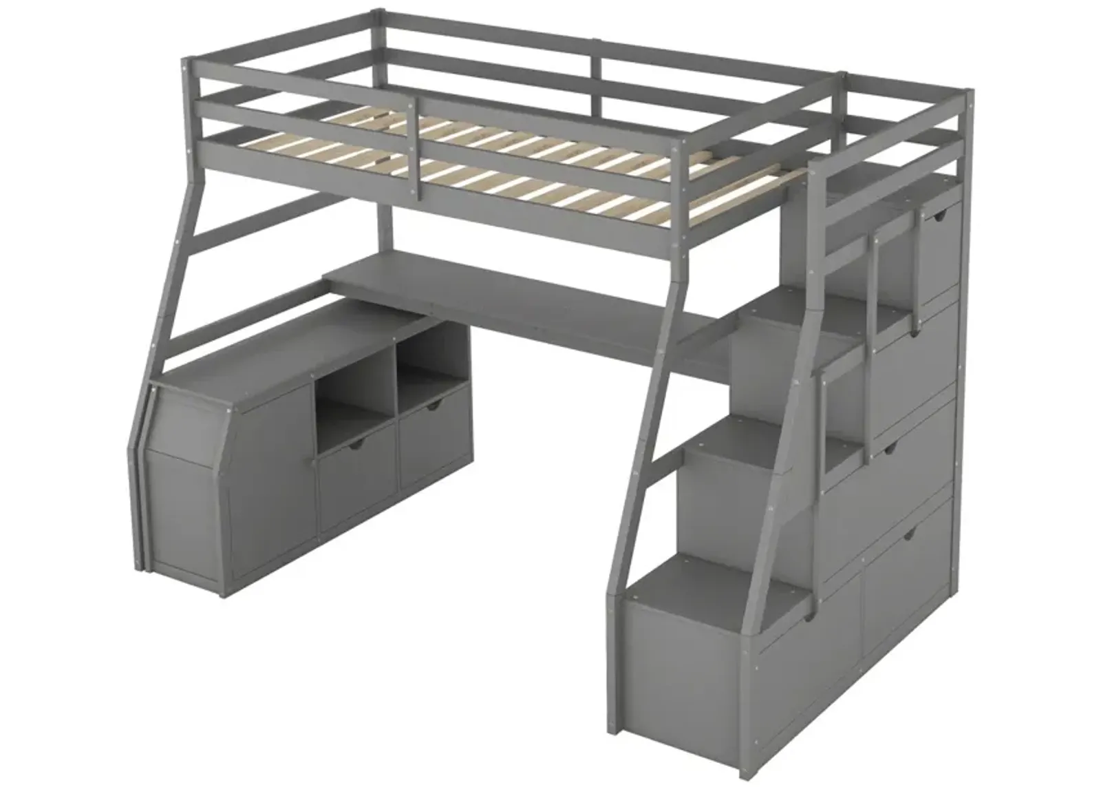 Twin Size Loft Bed With With 7 Drawers 2 Shelves And Desk